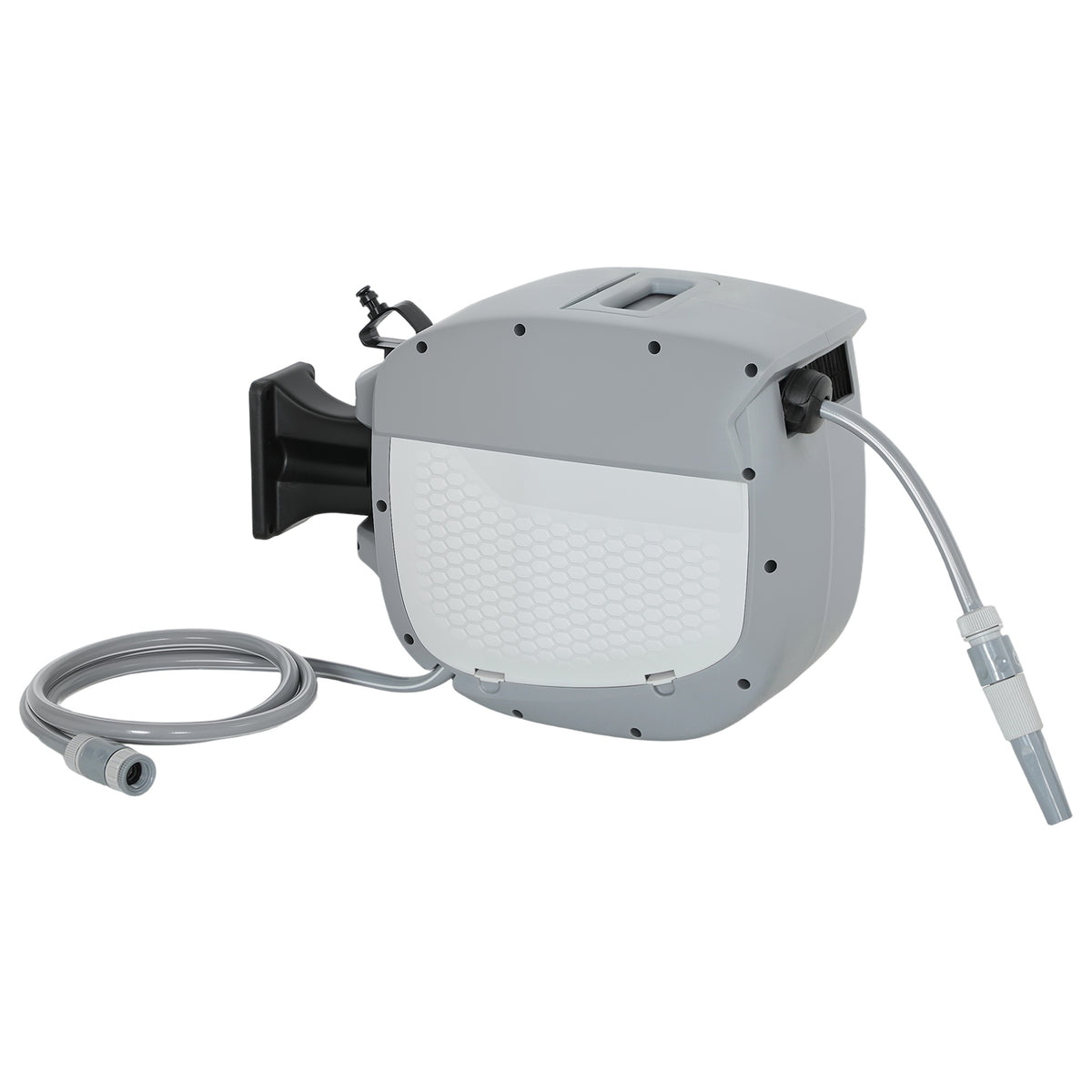Outsunny Schlauchtrommel mit Gartenschlauch 20 m, 180° schwenkbar Schlauchbox mit automatische Aufrollung