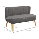 HOMCOM Sofa Retrodesign 2-Sitzer-Sofa, Holzbeine, 117 cm x 56,5 cm x 77 cm, Dunkelgrau – Produktabbildung 3