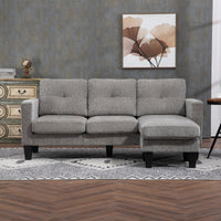 HOMCOM Ecksofa, Eck-Couch mit umkehrbarer Chaiselongue, Sofa in L-Form, Bezug in Leinenoptik, 186 x 130 – Produktabbildung 7