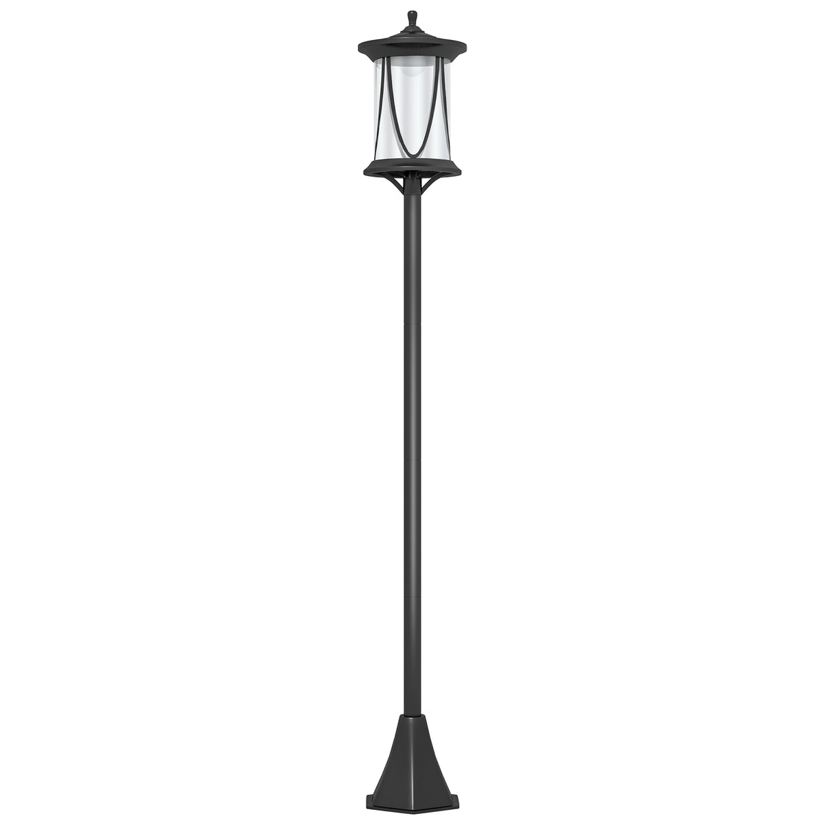 Outsunny Solar-Außenleuchte, LED, Automatikbetrieb, wetterfest, 6h Leuchtdauer, 17B x 17T x 127Hcm, Schwarz