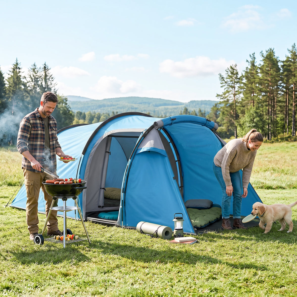 Outsunny Campingzelt, Wurfzelt für 2 Personen, Vorraum & Schlafbereich, wasserdicht, 426 x 206 x 154 cm – Produktabbildung 2