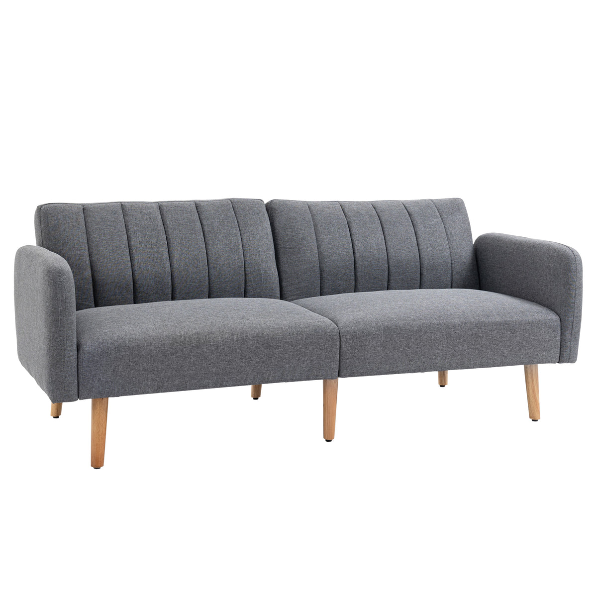 HOMCOM Schlafsofa, 2-Sitzer Stoffsofa, Sofa mit Schlaffunktion, leinenartiges Polyester, Kautschukholz, 173 x