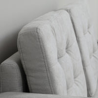 HOMCOM Zweisitzer-Sofa mit Stauraum, Knopfheftung, Kissen, Kautschukbaumholz, 117x62x78cm, Hellgrau – Produktabbildung 9