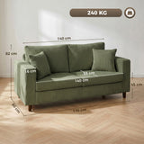 HOMCOM 2-Sitzer-Cordsofa mit breiter tiefer Sitzfläche und Federkernpolster, grün – Produktabbildung 3