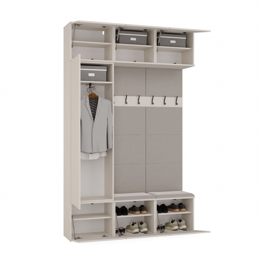 Garderobe HAGA III 1Sz2W KASCHMIR BEIGE Schrank + 2x Kleiderpaneel – Produktabbildung 2