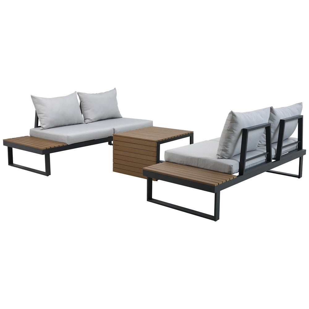 Gartenmöbelset MARBELLA mit Ecksofa und Tisch GRAU – Produktabbildung 11