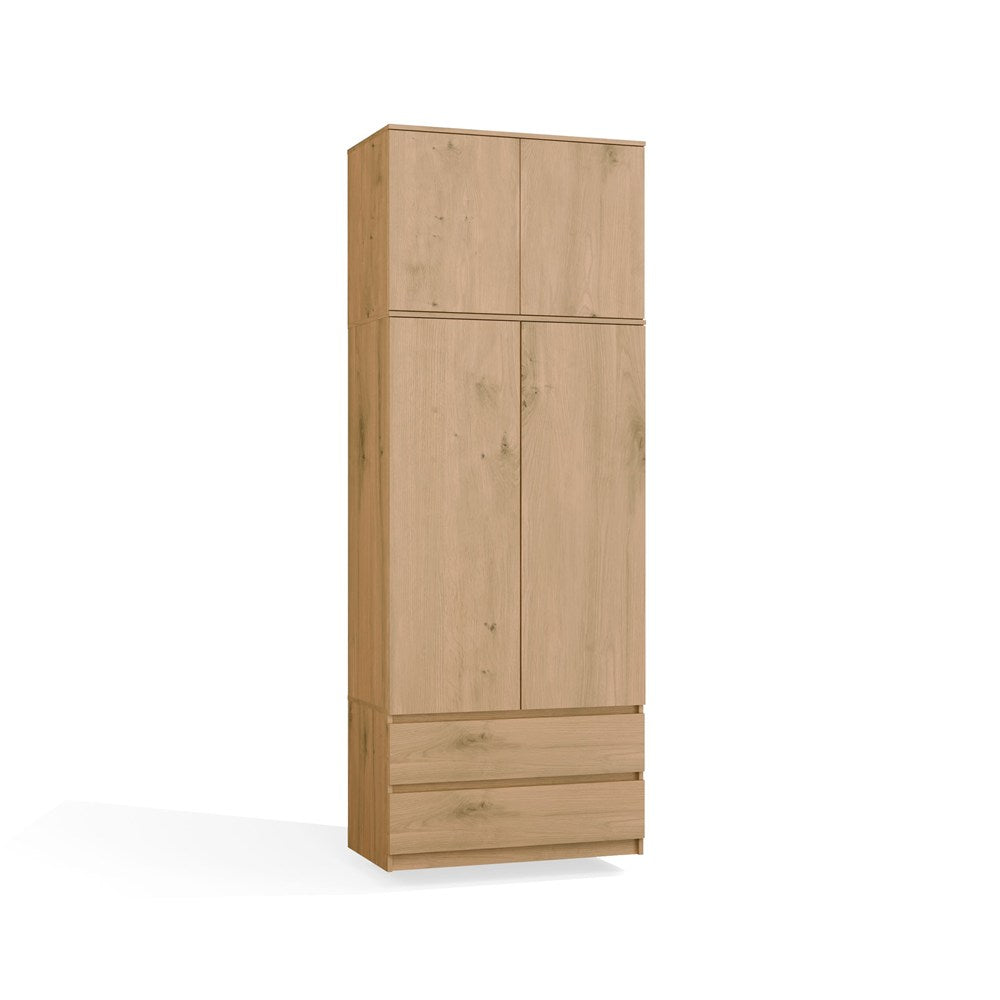 Kleiderschrank Malwa SS-90 mit Aufsatz EICHE ARTISAN für Garderobe Zimmer