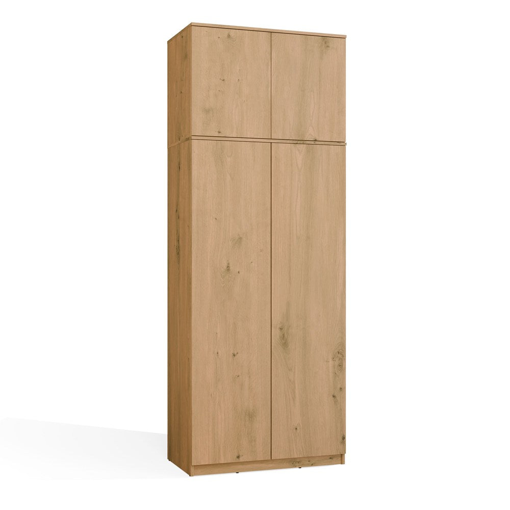 Kleiderschrank mit Aufsatz SD-90 Türen Ablagen EICHE ARTISAN für Garderobe Zimmer Büro