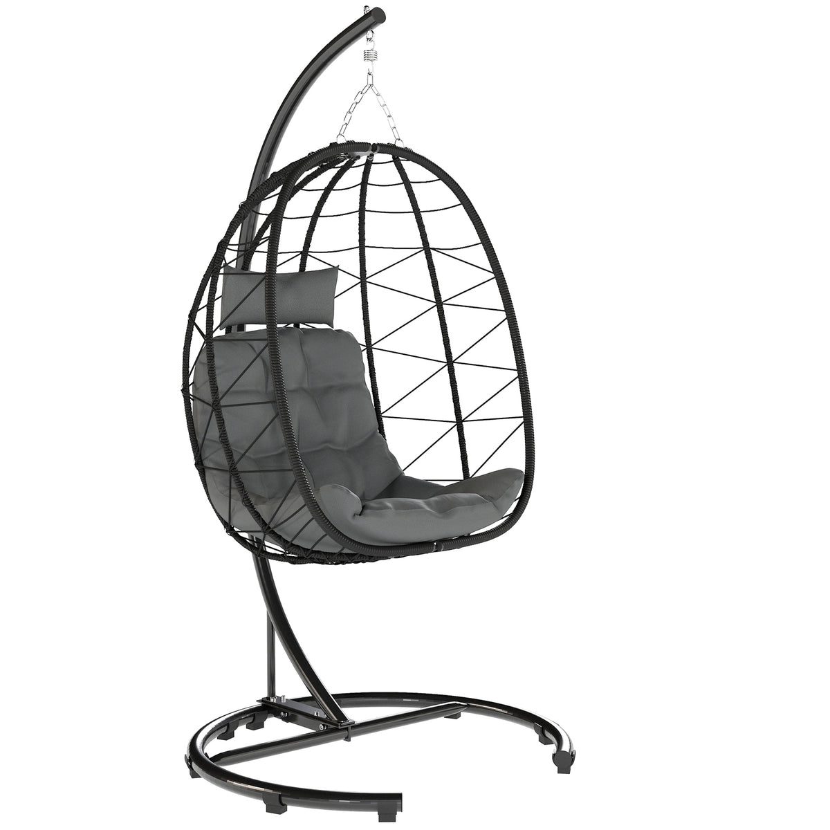 Outsunny Hängesessel Outdoor Hängesessel Egg Chair, wetterbeständig, inkl. Polster, 102 cm x 102 cm x 195 cm