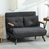 HOMCOM Schlafsofa 2er-Sofa mit Schlaffunktion, inkl. 2 Kissen, Sherpa-Optik, Natur + Dunkelgrau + – Produktabbildung 10