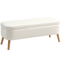 HOMCOM Aufbewahrungsbank, Sitzbank mit 65 L Stauraum, Teddy-Fleece-Stoff, Kautschukholz, 120 x 42 x 45 cm