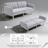 HOMCOM Schlafsofa, 2-Sitzer Stoffsofa, Sofa mit Schlaffunktion, leinenartiges Polyester, Kautschukholz – Produktabbildung 3