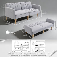 HOMCOM Schlafsofa, 2-Sitzer Stoffsofa, Sofa mit Schlaffunktion, leinenartiges Polyester, Kautschukholz – Produktabbildung 3