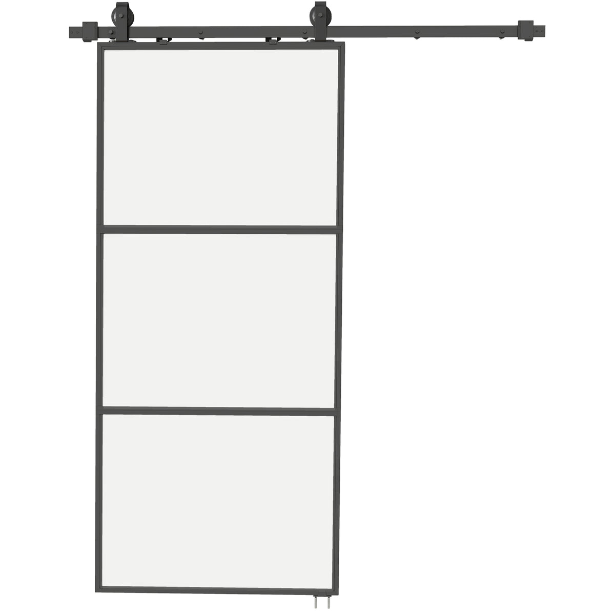 HOMCOM Schiebetür mit Milchglas, Schienensystem, Montagesatz, Soft-Close-Mechanismus, leichter Zusammenbau