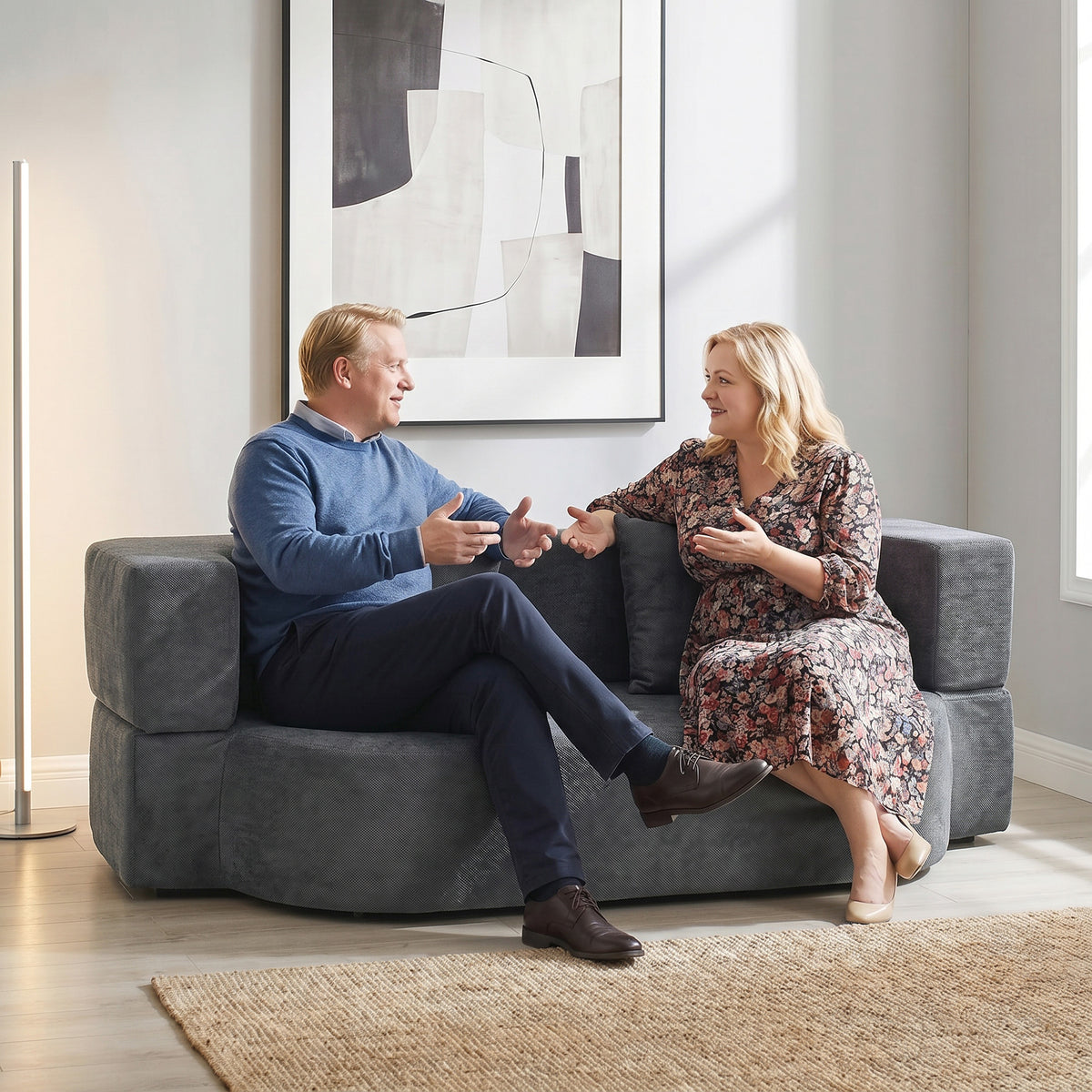 HOMCOM Schlafsofa, Bodensofa ohne Gestell mit dickem, hochdichtem Schaumstoff, breitem und tiefem Sitz – Produktabbildung 2
