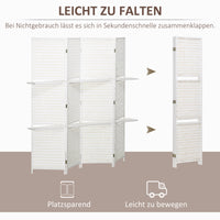 HOMCOM Paravent 4-teilig 181 x 180 cm Faltbar Raumteiler mit 2 Regalen aus Kiefernholz, Bambus für – Produktabbildung 4