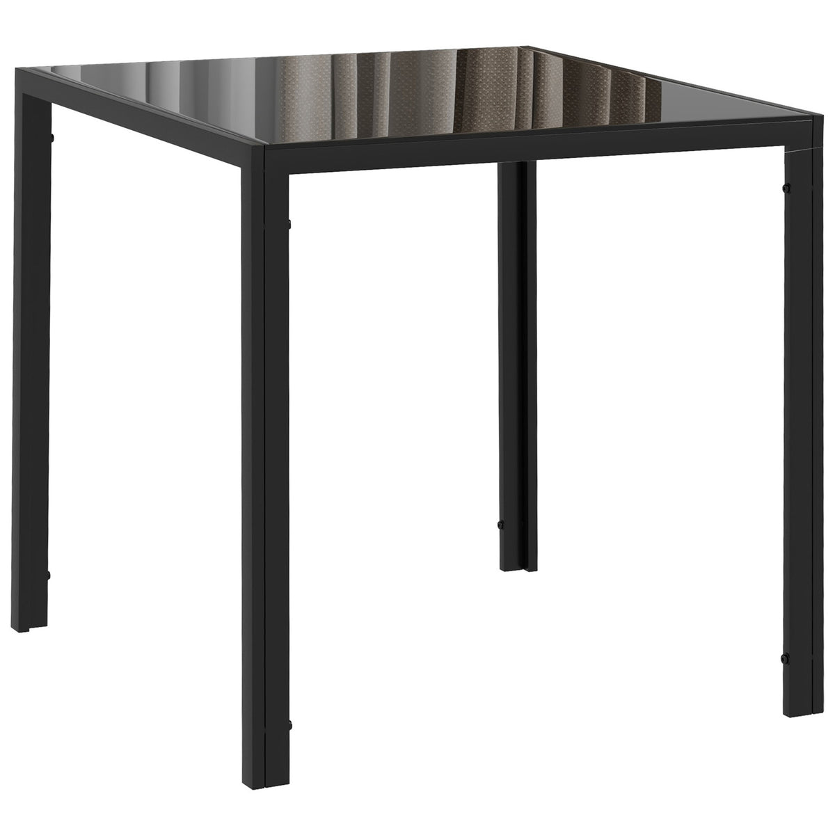 HOMCOM Quadratischer Esstisch für 4 Personen, Tischplatte aus Hartglas, für Küche und Esszimmer, 75 x 75 x 75