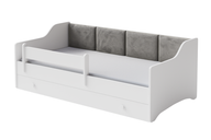 Single bed Erik 160x80 white - panel grey