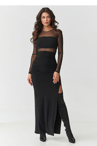  Langes Kleid model 218306 Makadamia 