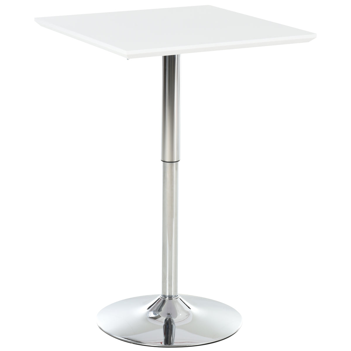 HOMCOM Bartisch Bistrotisch Pub Höhenverstellbarer Quadratischer Stehtisch Tisch Stahl Weiß 60 x 60 x 69-92