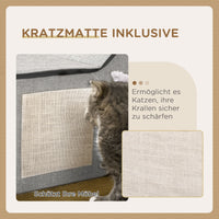 PawHut Katzenhaus mit Kratzfläche, inkl. Spielball, Katzenhöhle, 65 cm x 41 cm x 45.5H cm, Braun + Weiß – Produktabbildung 4