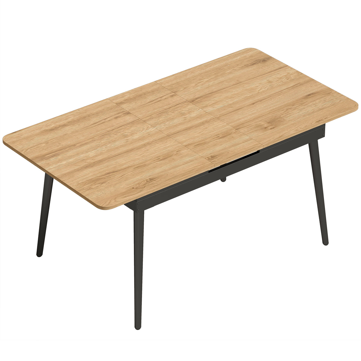 HOMCOM Ausziehbarer Esstisch 130-160 cm, Küchentisch mit abgerundeten Ecken, Eiche