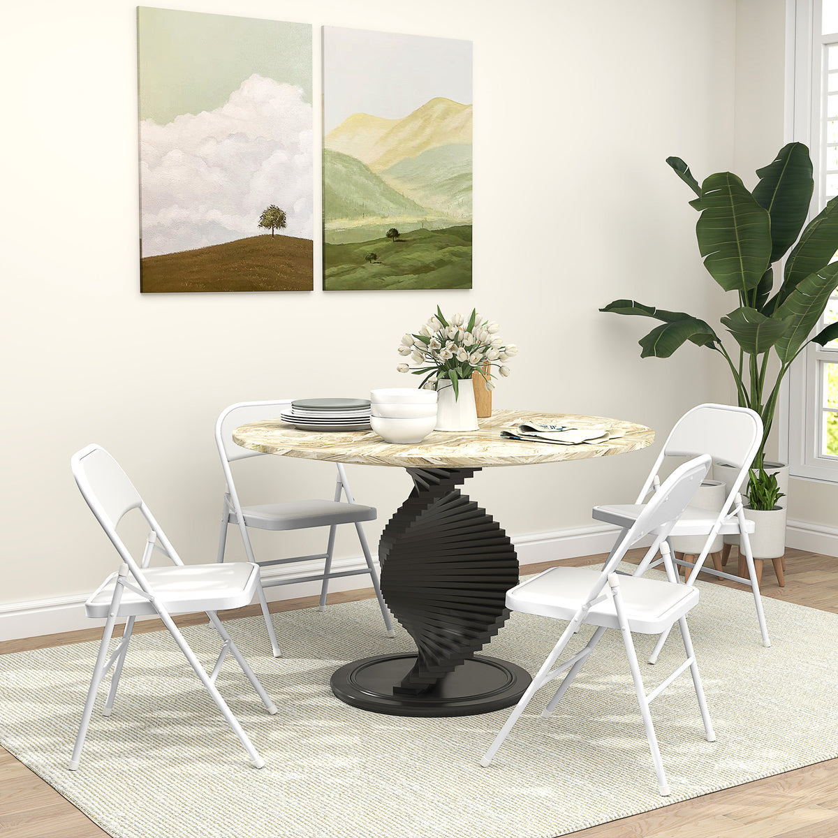 HOMCOM 4er-Set Klappstühle, Tragbare Bürostühle, Metallbeine, Faltstuhl für Büro, Empfang, Wartezimmer – Produktabbildung 2