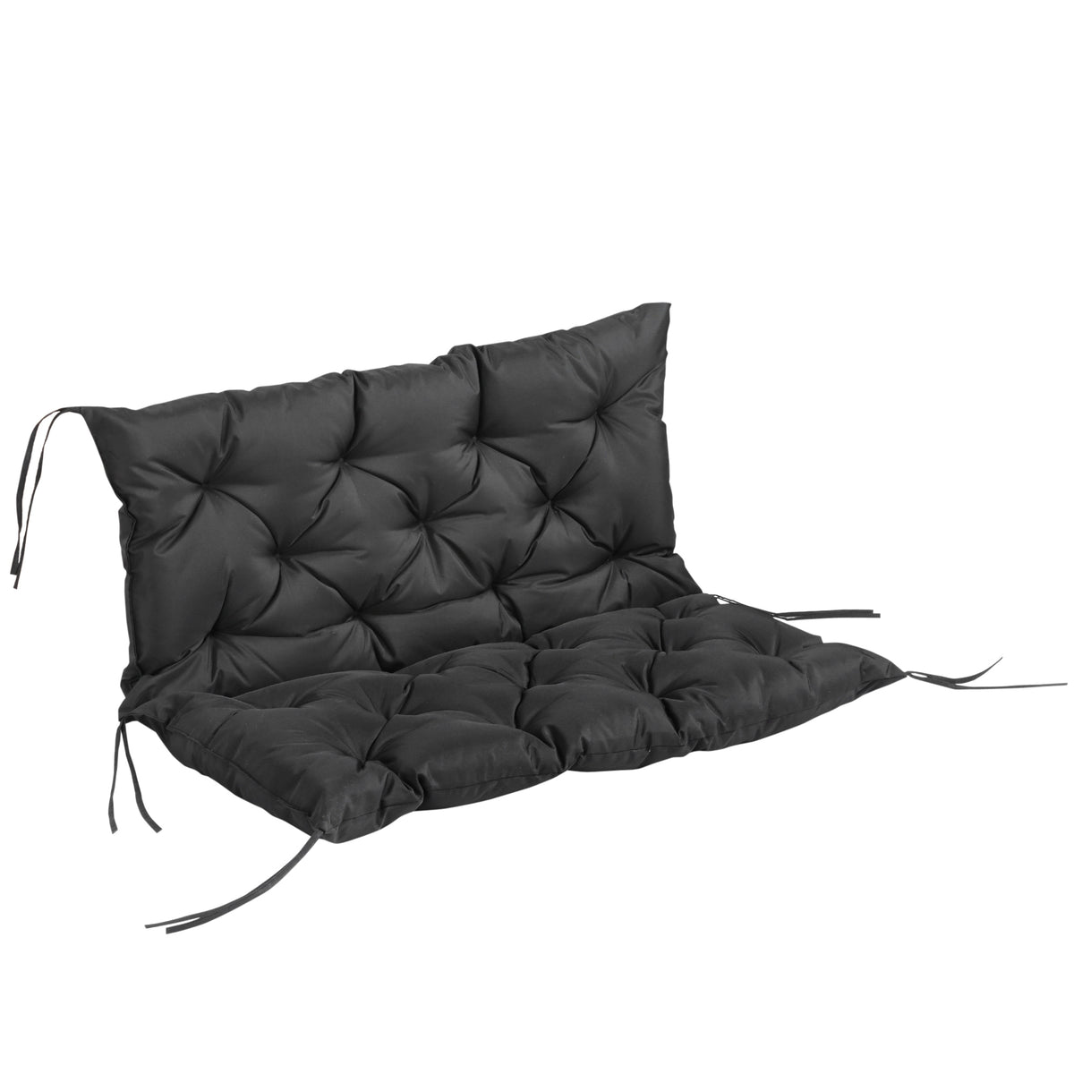 Outsunny 3 Sitzer Bankauflage 100x98x8 cm Bankkissen mit Bändern, Bankpolster für Gartenmöbel