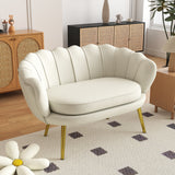 HOMCOM Vintage 2-Sitzer Sofa, Couch, Polstermöbel, Samtoptik, bis 150 kg, Creme/Gold – Produktabbildung 2