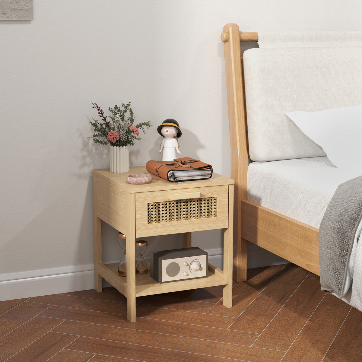 HOMCOM Nachttisch, Nachtschrank, Beistelltisch mit Schublade, MDF 40 x 40 x 48,4 cm – Produktabbildung 2