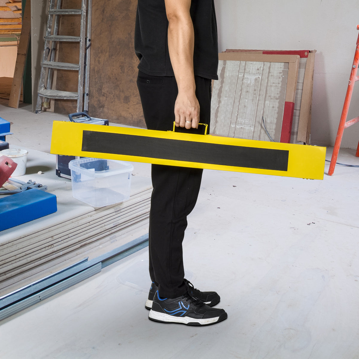 2er-Set Sägepferd Arbeitsbock Unterstellbock Klappbar rutschfest Stahl Gelb Schwarz 100 x 49 x 62-90 cm – Produktabbildung 2