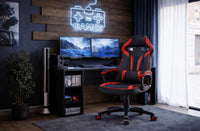 Set ECKSCHREIBTISCH DANY ANTHRAZIT / EICHE ARTISAN + Sessel DRIFT ROT – Produktabbildung 6