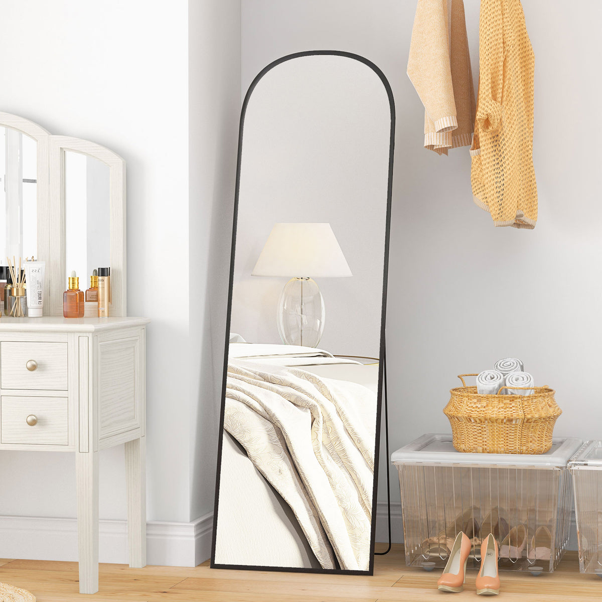 HOMCOM Standspiegel Ganzkörperspiegel großer Spiegel, modernes Design, 50 cm x 1,5 cm x 161,5 cm – Produktabbildung 2