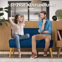HOMCOM Sofa Retrodesign 2-Sitzer-Sofa, Holzbeine, 117 cm x 56,5 cm x 77 cm, Blau – Produktabbildung 6