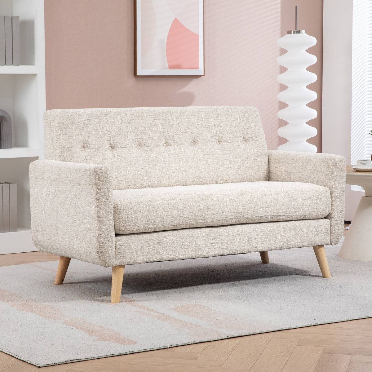 HOMCOM Zweisitzer-Sofa, komfortabel, 134x71x82 cm, Beige – Produktabbildung 10