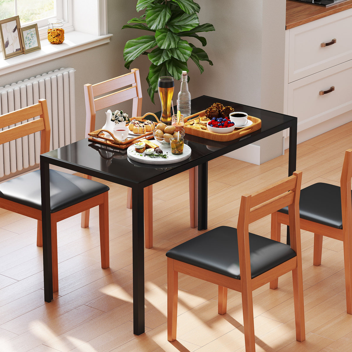 HOMCOM Esstisch Küchentisch großer Tisch, modernes Design, 120 cm x 60 cm x 75 cm, Schwarz – Produktabbildung 2