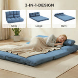 HOMCOM Bodensofa Schlafsofa Sofa, klappbar, verstellbare Rückenlehne, 102 cm x 73 cm x 60 cm , Blau – Produktabbildung 5