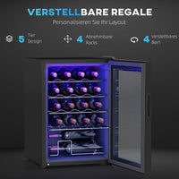 HOMCOM Kleiner Weinkühlschrank, Mini-Kühlschrank für 20 Flaschen, 53 Liter Kapazität, mit Glastür – Produktabbildung 6