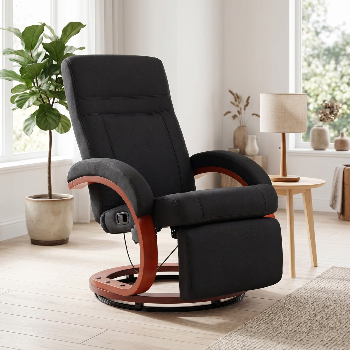 HOMCOM Relaxsessel mit Liegefunktion Fernsehsessel mit hoher Rückenlehne ergonomische Armlehne Fußstütze – Produktabbildung 2