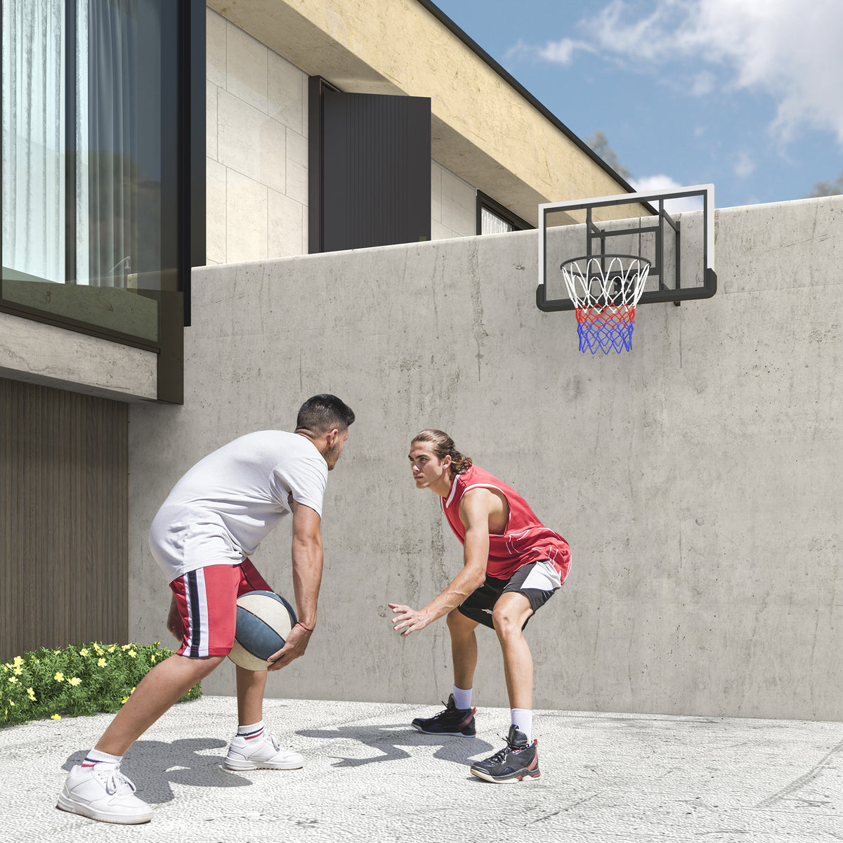 Basketballkorb für Wandmontage, gefederter Korb, bruchsichere Rückwand, Schwarz – Produktabbildung 2
