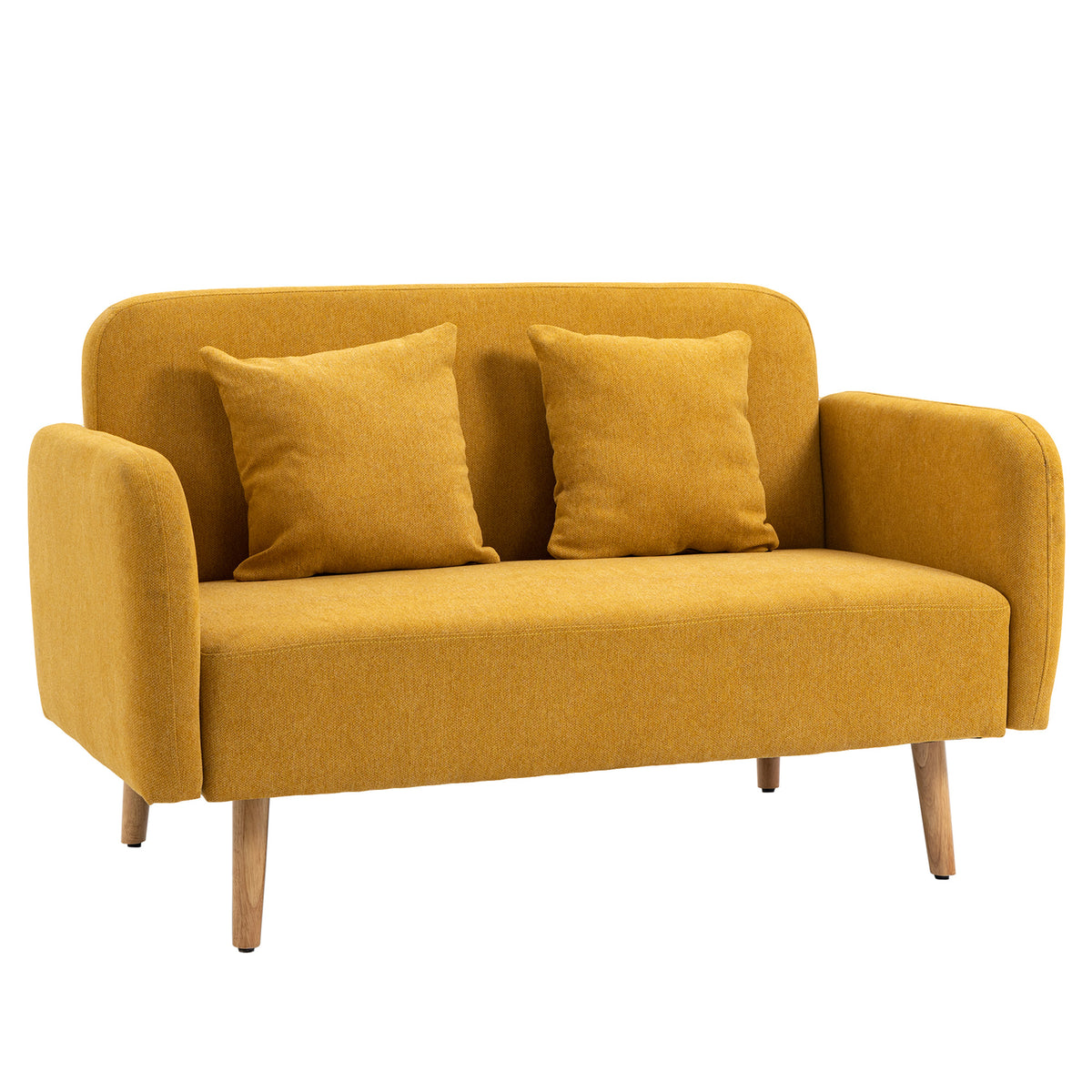 HOMCOM Sofa 2 Sitzer Couch mit 2 Wurfkissen, Kleine Loveseat mit Samtopik Modern Polstersofa für Wohnzimmer