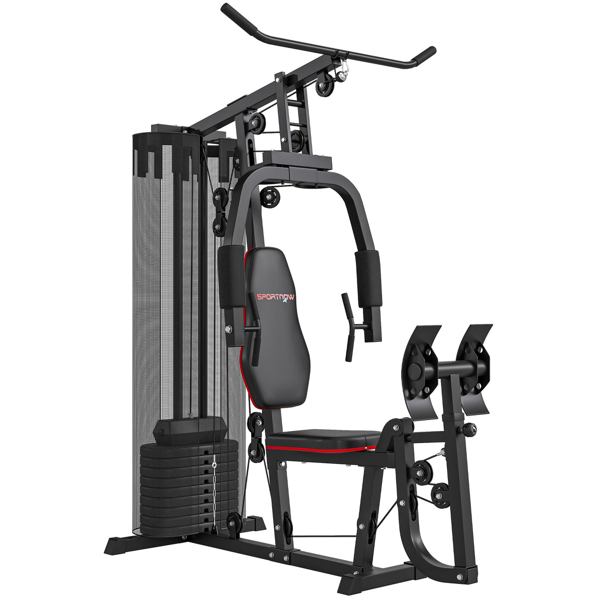 Heim-Fitnessstation mit 45 kg Gewichtsblöcken, Hochseilzug, Bruststation, Beinpresse für vielseitiges
