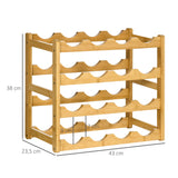 HOMCOM Weinregal aus Bambus für 16 Weinflaschen, 4 Regale, 43 cm x 23,5 cm x 38 cm Natur – Produktabbildung 3
