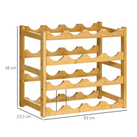 HOMCOM Weinregal aus Bambus für 16 Weinflaschen, 4 Regale, 43 cm x 23,5 cm x 38 cm Natur – Produktabbildung 3