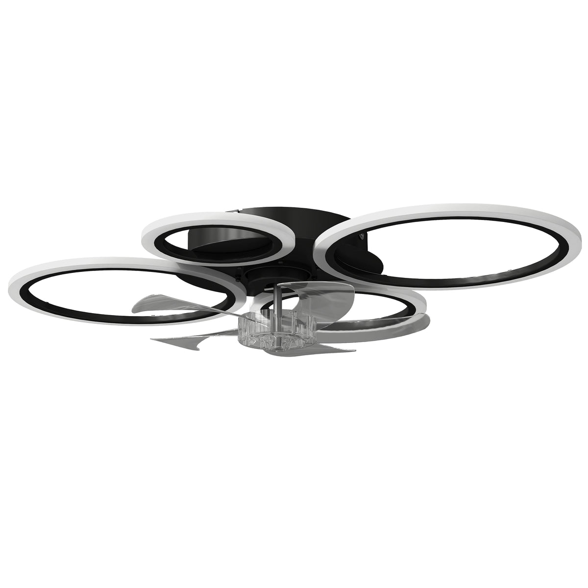 HOMCOM Deckenventilator mit Licht und Fernbedienung, 77 cm LED-Deckenventilator mit 3 Lichtfarben, 6