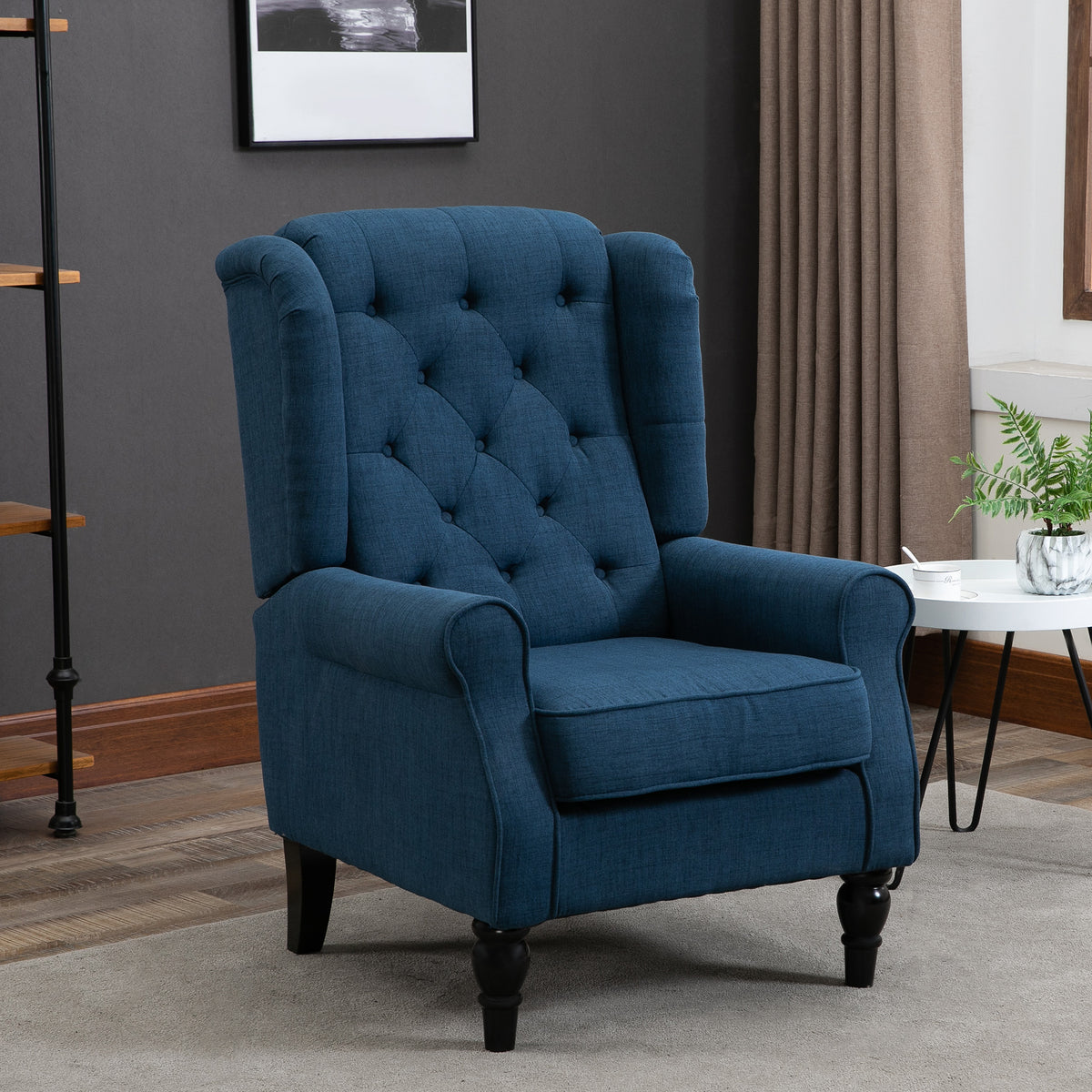 HOMCOM Eleganter Ohrensessel, dick gepolstert, abnehmbarer Bezug, 74 x 86 x 102 cm, Blau – Produktabbildung 2