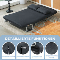 HOMCOM Schlafsofa, 5-fach verstellbar, Wildlederimitat, Stahlrahmen, inkl. Kissen, Schwarz – Produktabbildung 6
