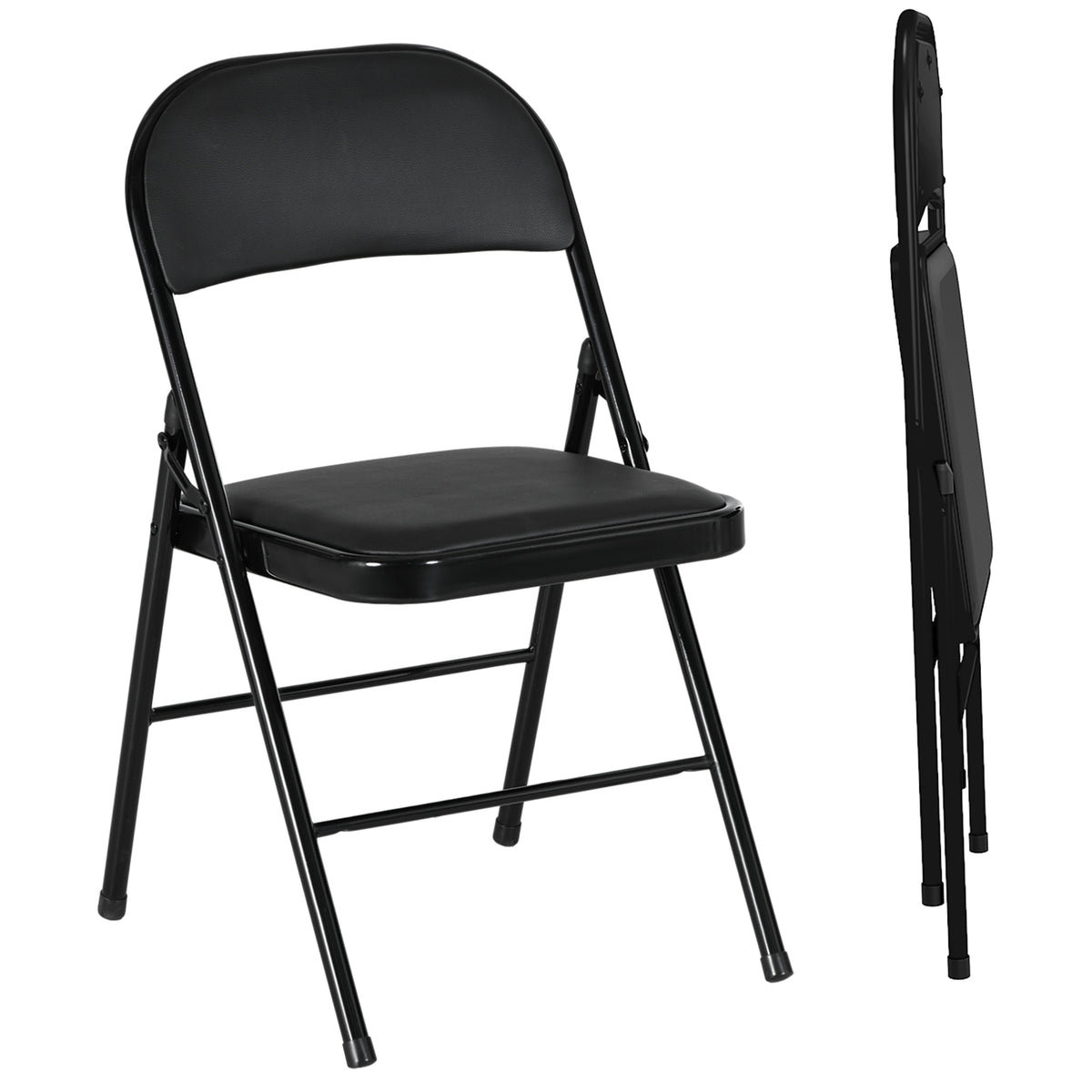 HOMCOM 2er-Set Klappstühle, Tragbare Bürostühle, Metallbeine, Faltstuhl für Büro, Empfang, Wartezimmer