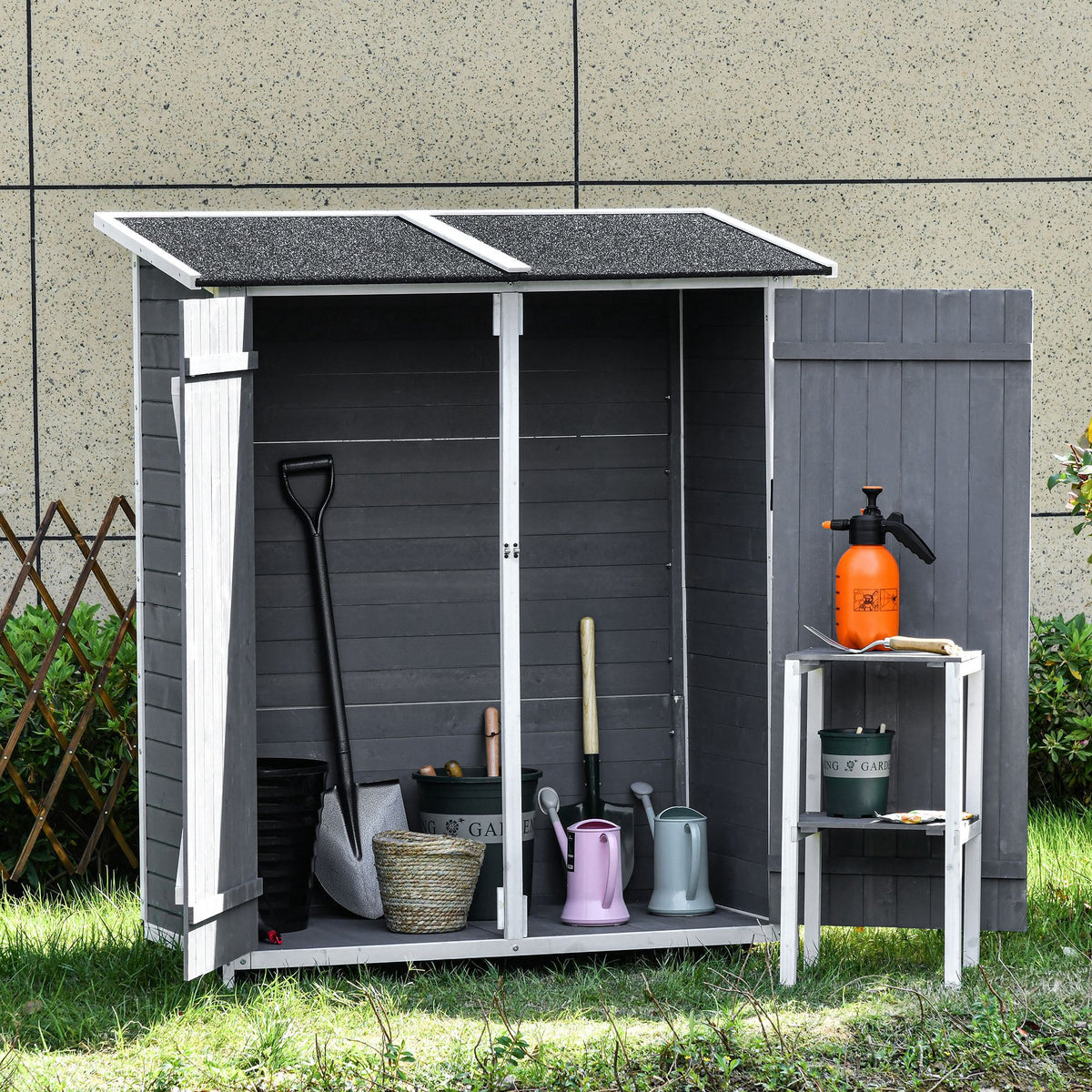 Gartenschrank Geräteschuppen mit 2 Tür Geräteschrank mit Asphaltdach Gartenlagerschrank Antidumping – Produktabbildung 2