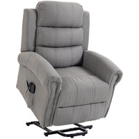 HOMCOM Massagesessel mit Aufstehhilfe, Relaxsessel, Vibrationsköpfe, mit Neigefunktion, Leinenoptik, Hellgrau